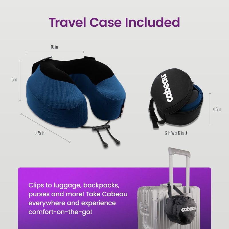 Cabeau Evolution S3 Travel Pillow â€“ Straps to Airplane Seat â€“ Ensures Your Head Wonâ€™t Fall Forward â€“ Relax with Plush Memory Foam â€“ Quick-Dry Fabric Keeps You Cool and Dry (Indigo)â€¦ - Image 4