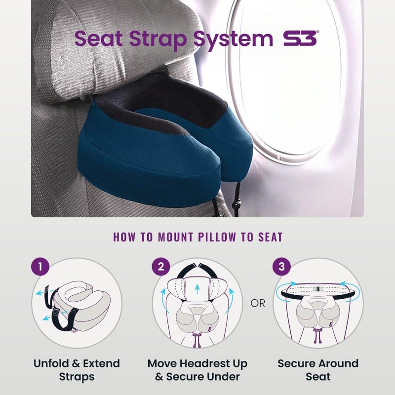 Cabeau Evolution S3 Travel Pillow â€“ Straps to Airplane Seat â€“ Ensures Your Head Wonâ€™t Fall Forward â€“ Relax with Plush Memory Foam â€“ Quick-Dry Fabric Keeps You Cool and Dry (Indigo)â€¦ - Image 2
