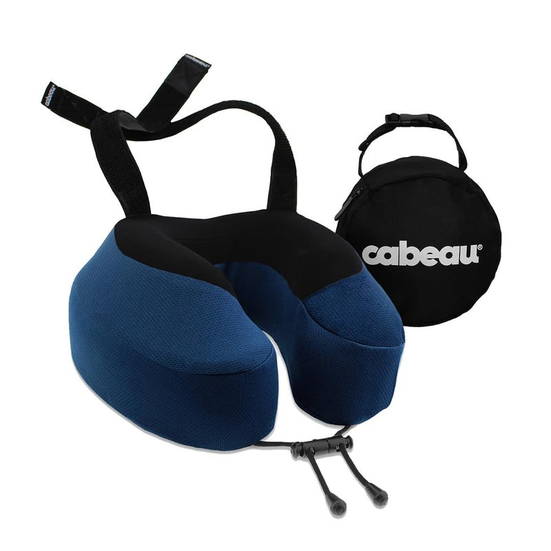 Cabeau Evolution S3 Travel Pillow â€“ Straps to Airplane Seat â€“ Ensures Your Head Wonâ€™t Fall Forward â€“ Relax with Plush Memory Foam â€“ Quick-Dry Fabric Keeps You Cool and Dry (Indigo)â€¦ - Image 1