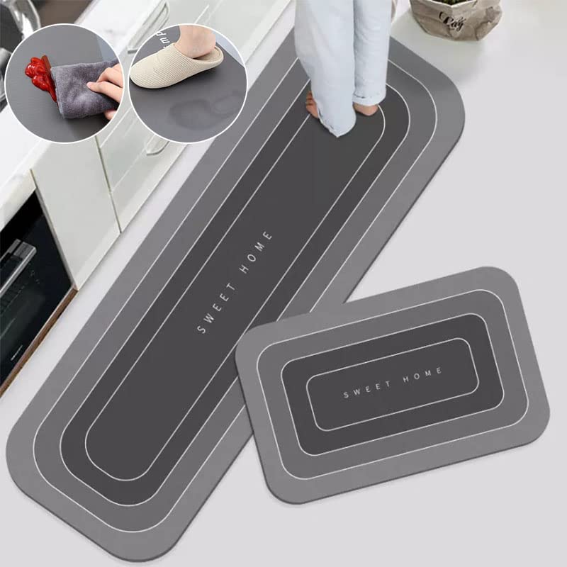 Deoxys Kitchen Rugs 2 Piece Set AntiFatigue Waterproof NonSlip Kitchen Mat and Runner Rugs Washable Comfort Standing Mat for Kitchen Sink Bathroom40 6040 120 - Image 1