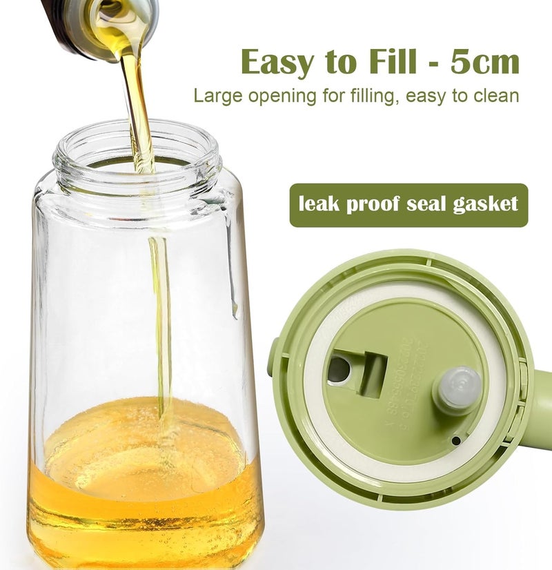 GOLD LEAF 500ml Oil Spray Bottle – 2-in-1 Glass Oil Dispenser & Mister for Cooking, Olive Oil, Air Fryer, Salad, Baking & Frying – Leak-Proof 16oz Oil Sprayer Bottle with Green Cap for Kitchen Use - Image 3