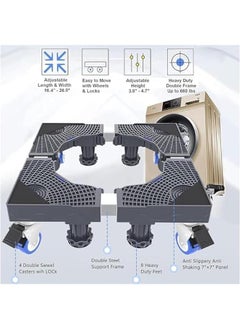TRASSLE Washing Machine Stand Base,with 8 Strong Feet & 4 Wheels,Movable & Horizontal Adjustment 16-24 for Multi-functional Appliance Stand for Washing Machine Dryer Refrigerator Freezer  - Image 2