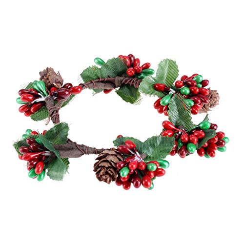 BinaryABC Christmas Candle Rings Wreaths,Red Berry Candle Rings,Christmas Candle Holder Rings,Christams Decorations,2Pcs(Internal Diameter About 2.36in) - Image 4