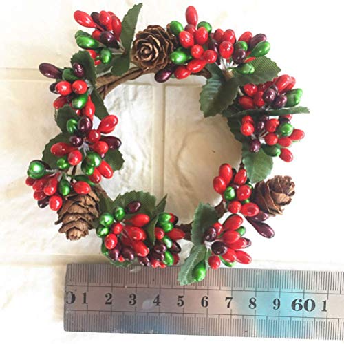 BinaryABC Christmas Candle Rings Wreaths,Red Berry Candle Rings,Christmas Candle Holder Rings,Christams Decorations,2Pcs(Internal Diameter About 2.36in) - Image 2