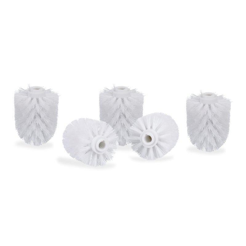 Relaxdays Set of 5 toilet brush heads loose toilet brushes 12 mm thread replacement brush head diameter 7 cm white