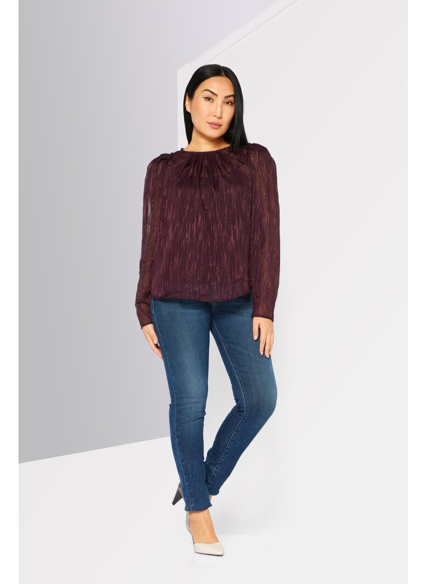 Women Crew Neck Long Sleeves Textured Blouse, Maroon - pzsku/ZD4B77DC10A270E4813EFZ/45/_/1727882998/7cf96916-d5d1-43cf-b038-fd52b4fa368d