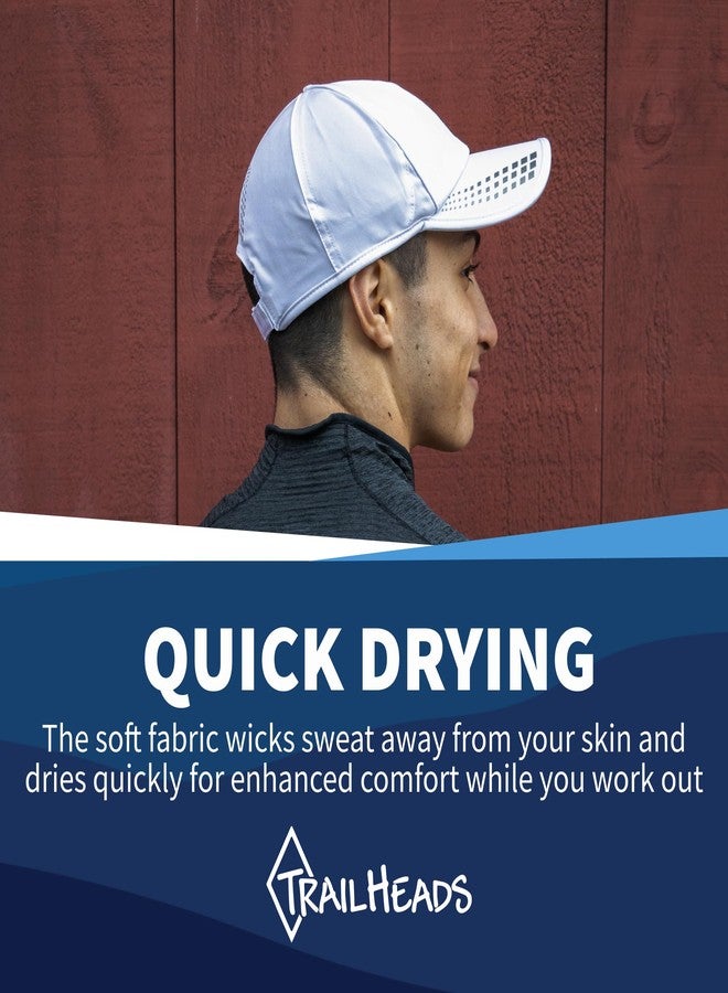 TrailHeads Men's Running Cap with UV Protection, Lightweight & Quick Drying Performance Sports Hat, UPF 50, Adjustable Fit - White/Reflective - Image 5