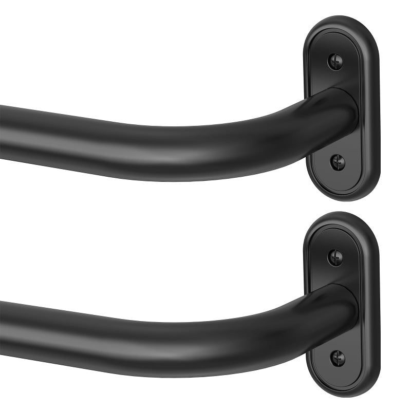 Wolistsa 2 Pack Wrap Around Black Curtain Rod, Ceiling Blackout Curtain Rods for Windows 28 to 48 Inch, 1" Adjustable Curved Matel Bedroom Outdoor Window Treatment Rods with Aluminium Finial - Image 1