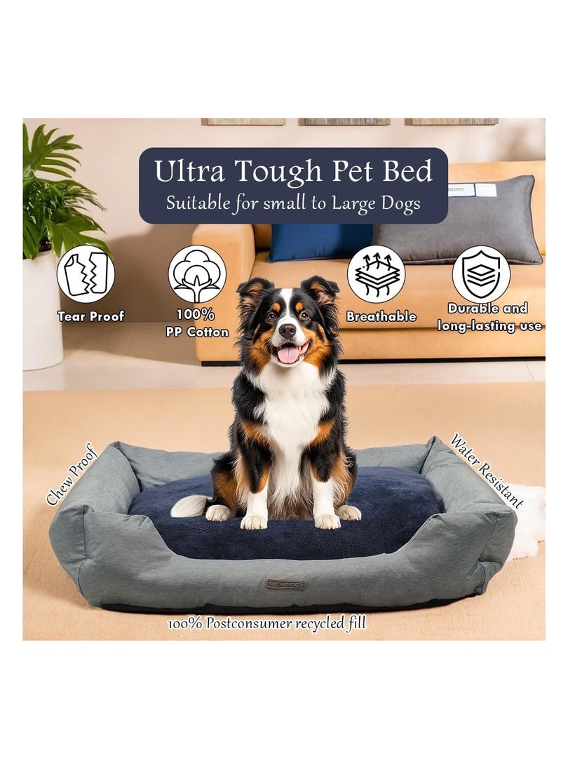 أن ان سي بيتس سرير للكلاب مع وسادة قابلة للإزالة، وحافة مرتفعة، وقاعدة مضادة للانزلاق، سرير مريح للغاية ودافئ للحيوانات الأليفة للسلالات الكبيرة، سرير للكلاب من البوليستر المقاوم للماء، سرير مستطيل للحيوانات الأليفة 90 سم (رمادي) - Image 5