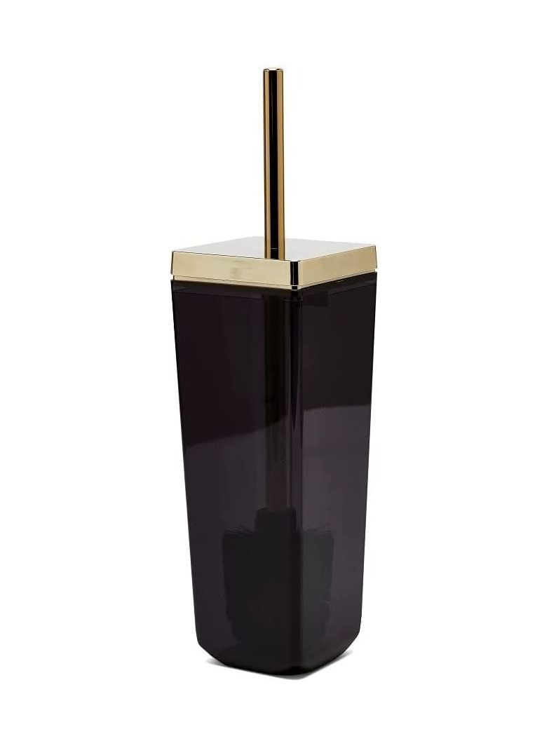 بريمانوفا طقم حمام 5 قطع توكسانا من سلة سعة 6 لتر - موزع صابون سائل - حامل صابون - فرشاة تنظيف المرحاض - حامل فرشاة الأسنان ومعجون الأسنان-اسود مع الإطار ذهبي - Image 2