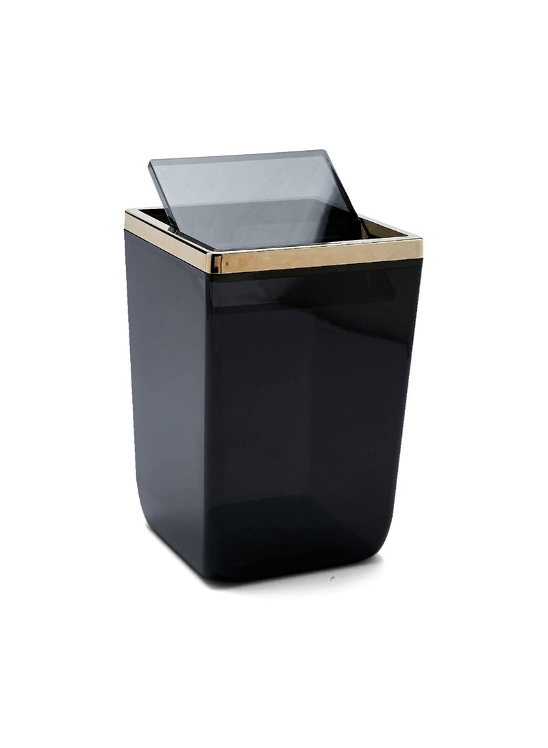 بريمانوفا طقم حمام 5 قطع توكسانا من سلة سعة 6 لتر - موزع صابون سائل - حامل صابون - فرشاة تنظيف المرحاض - حامل فرشاة الأسنان ومعجون الأسنان-اسود مع الإطار ذهبي - Image 4