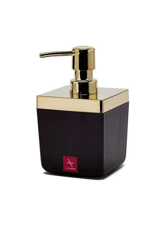 بريمانوفا طقم حمام 5 قطع توكسانا من سلة سعة 6 لتر - موزع صابون سائل - حامل صابون - فرشاة تنظيف المرحاض - حامل فرشاة الأسنان ومعجون الأسنان-اسود مع الإطار ذهبي - Image 3