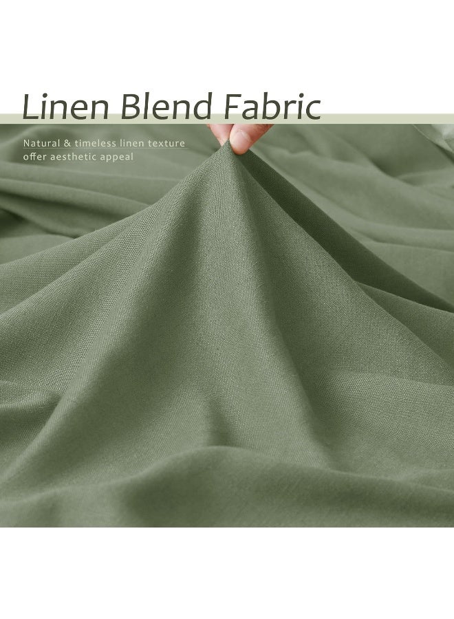 Aersas Linen Blend Green Curtains 84 Inches Long 2 Panels for Living Room Back Tab Pocket Light Filtering Sheer Privacy Olive Green Window Curtain Aesthetic Neutral Decor Muted Earthy Tone Drapery Bedroom - Image 4