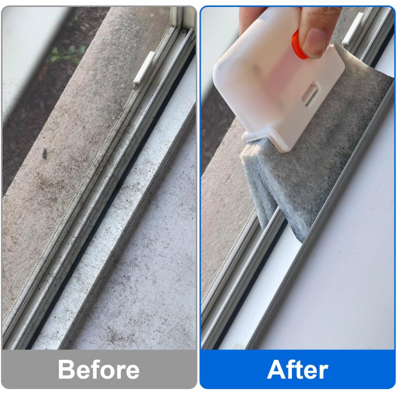 XANGNIER Window Sill Cleaner Tool,10 Pcs Magic Door Window Track Cleaning Tools Kit,Sliding Door Track Cleaner,Groove Crevice Cleaning Brush for Tile Lines/Shutter/Car Vents/Air Conditioner/Keyboard - Image 2