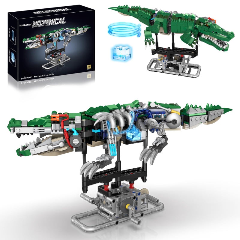 Suplanet Mechanical Crocodile Building Set with Lights Rotatable Link Components Display Stand STEM Building Set for Boys 814 Home Office Decor for Adults Mechanical Enthusiasts648PCS - Image 3