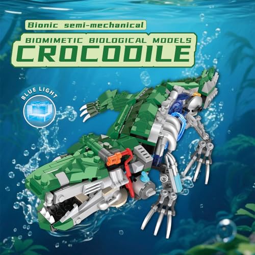 Suplanet Mechanical Crocodile Building Set with Lights Rotatable Link Components Display Stand STEM Building Set for Boys 814 Home Office Decor for Adults Mechanical Enthusiasts648PCS - Image 5