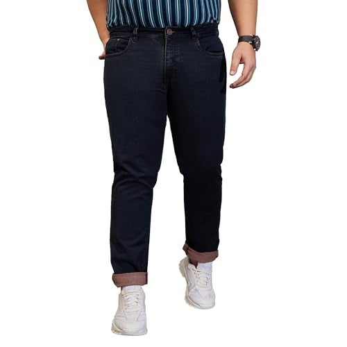 Bigbanana Plus Size Men's Regular Fit Tinted Wash Jeans (Macman,Navy,5XL) - Image 1