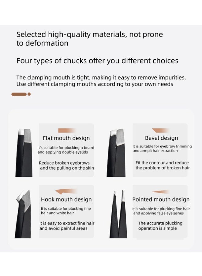 QINGYAN 4 PCS Eyebrows Tweezers Set,Stainless Steel Precision Remover Kit for Facial Hair, Inward Growing Hair and Splinter - Image 3
