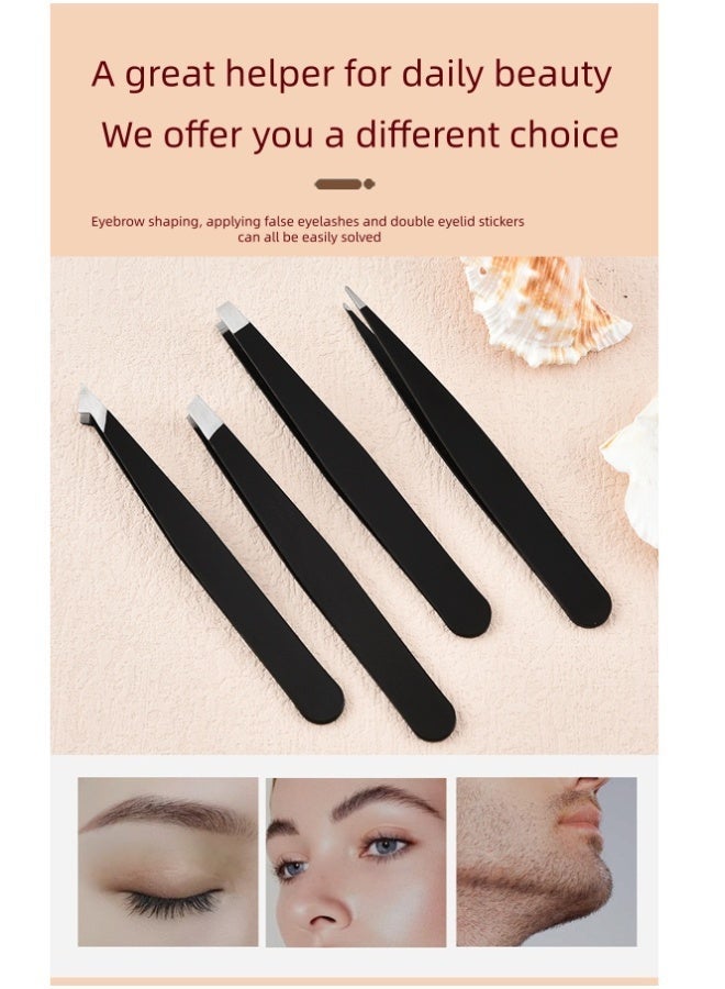 QINGYAN 4 PCS Eyebrows Tweezers Set,Stainless Steel Precision Remover Kit for Facial Hair, Inward Growing Hair and Splinter - Image 2