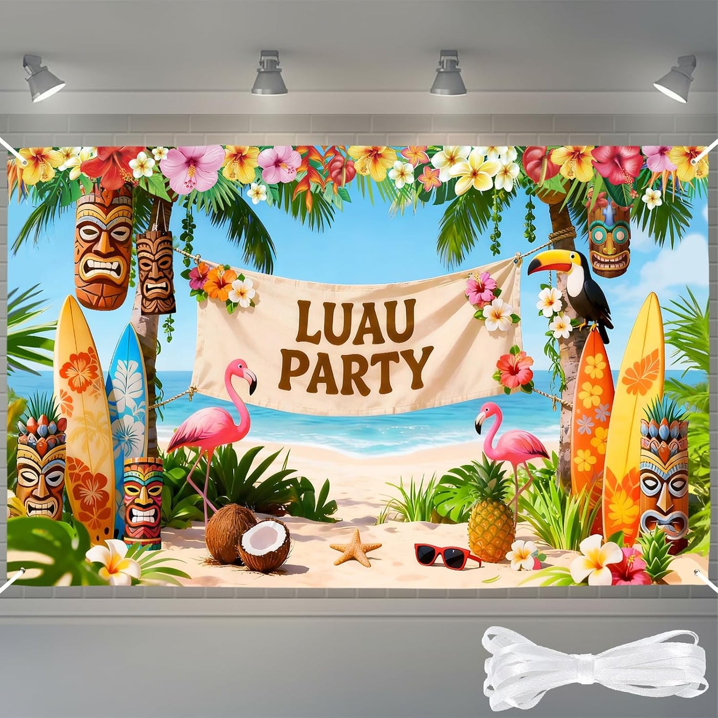 ARS Graphics ARS Graphics Hawaiian Luau Party Decoration - Extra Large Summer Beach Banner Backdrop 7x5 Fe