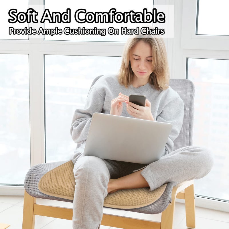 PAGGED Khaki Foam Seat Cushions Kitchen Chairs Pads for Dining Chairs Non Slip Office Seat Cushions Washable U Shaped Soft Thick Large Metal Wooden Chair Cushions,17" x 15" - Image 5