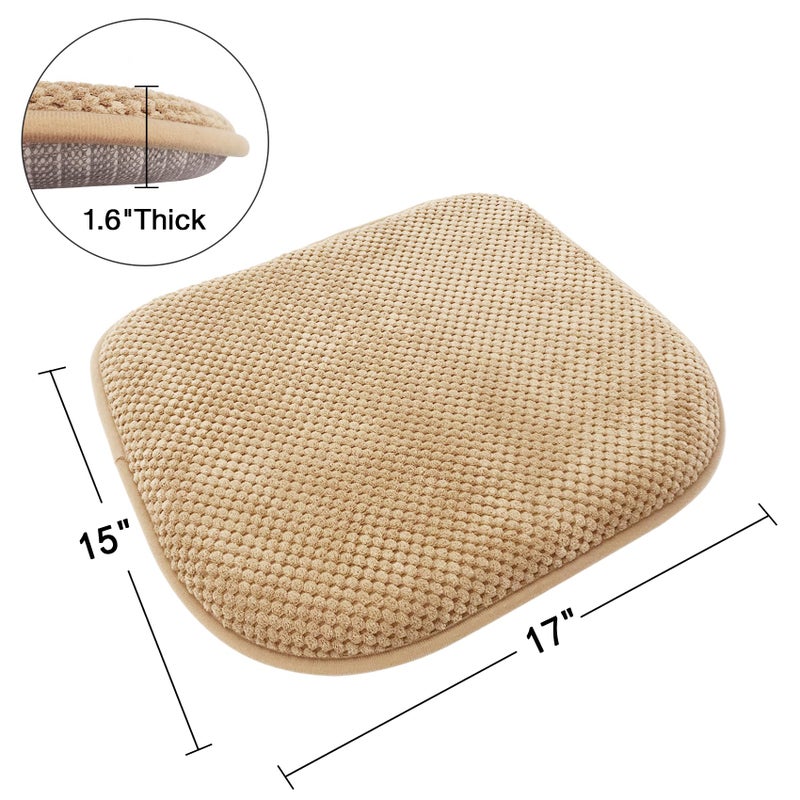 PAGGED Khaki Foam Seat Cushions Kitchen Chairs Pads for Dining Chairs Non Slip Office Seat Cushions Washable U Shaped Soft Thick Large Metal Wooden Chair Cushions,17" x 15" - Image 2