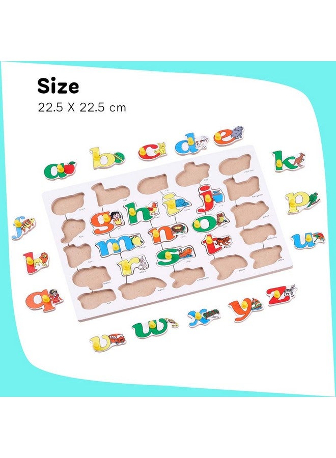 بيبي لوحة تعليمية خشبية من بايبي لتعليم الأطفال الحروف الإنجليزية مع مطابقة الأشياء والألوان، أحجية الحروف الإنجليزية من الألف إلى الياء مع مقبض، لوحة أحجية خشبية للأطفال، أولاد وبنات - Image 3