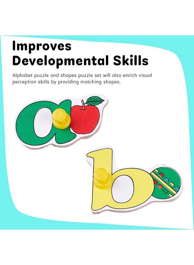 بيبي لوحة تعليمية خشبية من بايبي لتعليم الأطفال الحروف الإنجليزية مع مطابقة الأشياء والألوان، أحجية الحروف الإنجليزية من الألف إلى الياء مع مقبض، لوحة أحجية خشبية للأطفال، أولاد وبنات - Image 5
