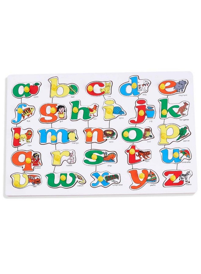 بيبي لوحة تعليمية خشبية من بايبي لتعليم الأطفال الحروف الإنجليزية مع مطابقة الأشياء والألوان، أحجية الحروف الإنجليزية من الألف إلى الياء مع مقبض، لوحة أحجية خشبية للأطفال، أولاد وبنات - Image 1