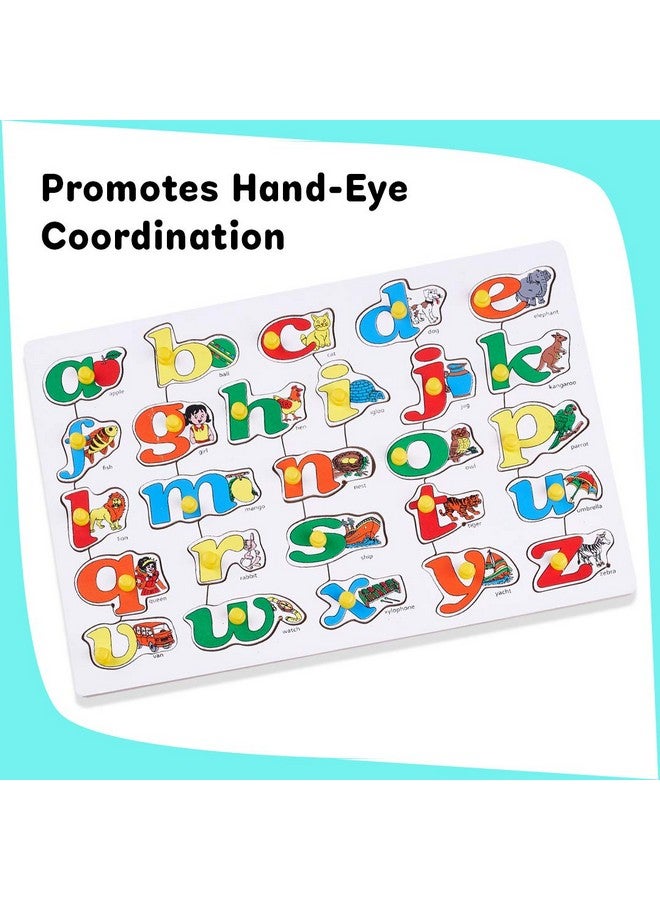 بيبي لوحة تعليمية خشبية من بايبي لتعليم الأطفال الحروف الإنجليزية مع مطابقة الأشياء والألوان، أحجية الحروف الإنجليزية من الألف إلى الياء مع مقبض، لوحة أحجية خشبية للأطفال، أولاد وبنات - Image 2