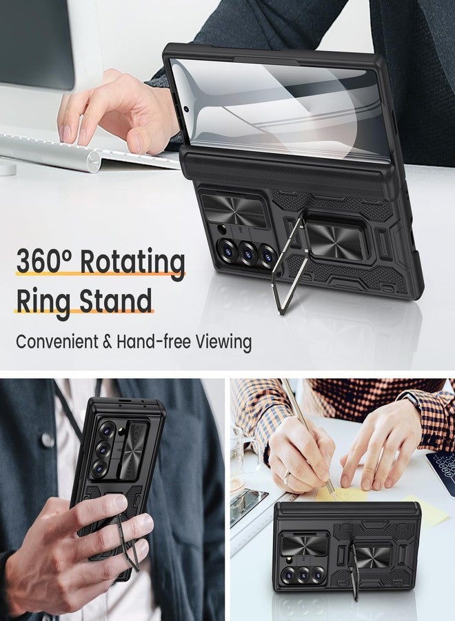 VEGO for Samsung Galaxy Z Fold 6 Case, with Screen Protector and Sliding Camera Cover, Built-in 360° Magnetic Kickstand, Drop Protection Case for Galaxy Z Fold 6 5G 2024 - Black - Image 5