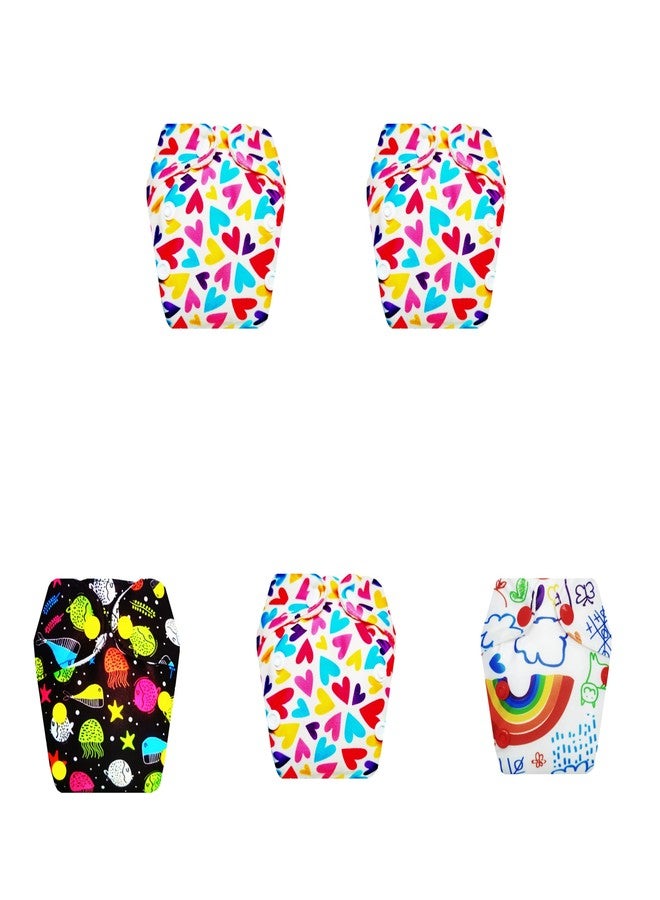 Dumbledo Premium Newborn Cloth Diaper with Integrated Soaker (Pack of 5) | Snug Fit | Reusable & Washable | Adjustable Snaps | Ideal for Toddlers | 0 - 4 Months | Unisex Baby - Image 1