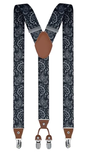 trilece Suspenders for Men Heavy Duty Clip On Mens Suspender Y Back Adjustable for Jeans Work Wedding Tuxedo Dress Prom Big and Tall Mens Accessories Pattern 1 - Image 1