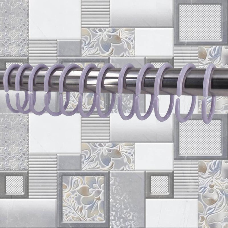 KidsCity.in Shower Curtain Rings, Plastic Rust-Proof, Unbreakable, Slides Easily on Bath Drape Rod, Curtain Liner, 36 C Shape Hooks - (JS160913) Lavender  - Image 1