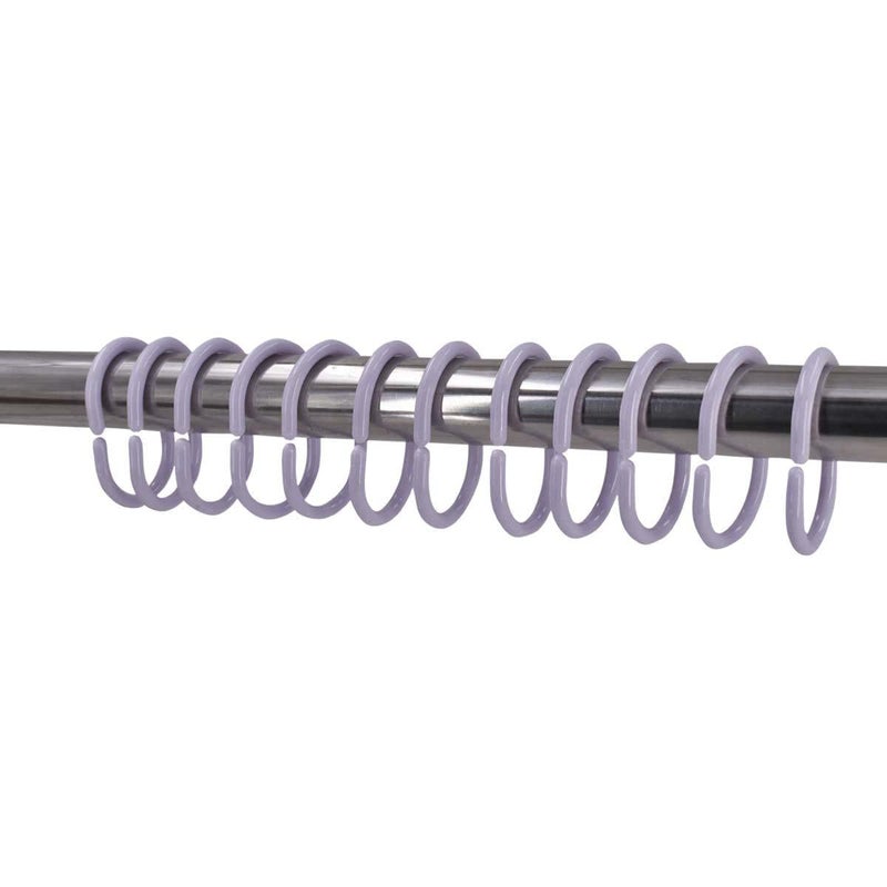 KidsCity.in Shower Curtain Rings, Plastic Rust-Proof, Unbreakable, Slides Easily on Bath Drape Rod, Curtain Liner, 36 C Shape Hooks - (JS160913) Lavender  - Image 2