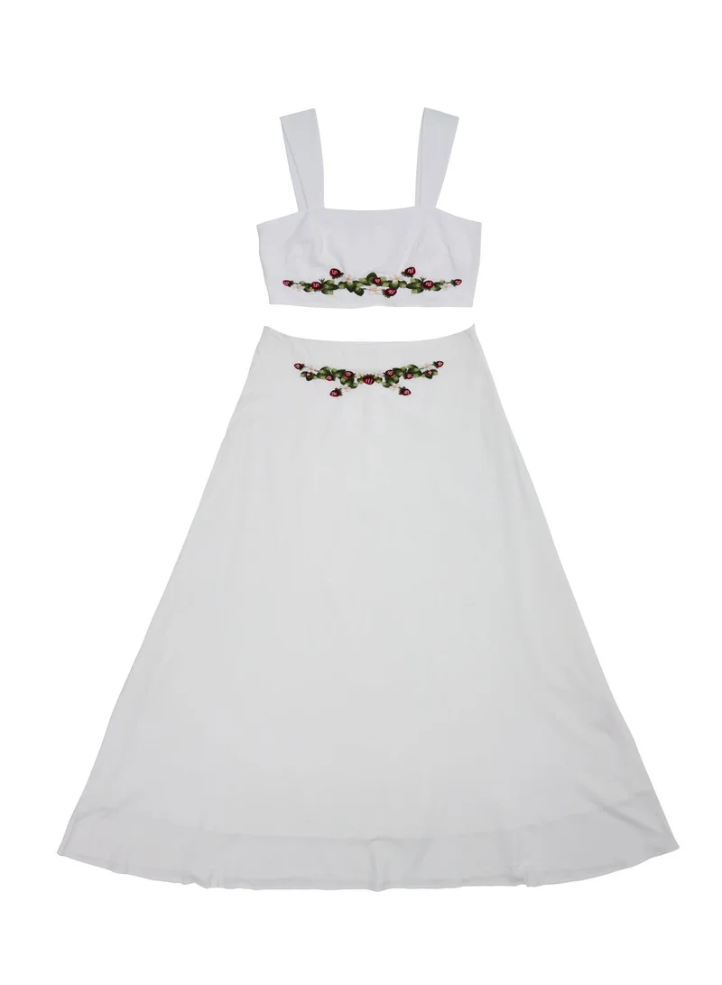 Ashita Fernandes Floral Cropped Top with Square Neckline