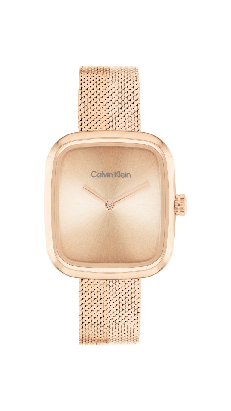 CALVIN KLEIN Rectangle Analog Women'S Ionic Plated Rose Gold Steel Case  Watch - Image 3