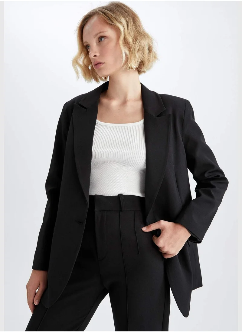 DeFacto Oversized Long Sleeve One Side Split Blazer Jacket