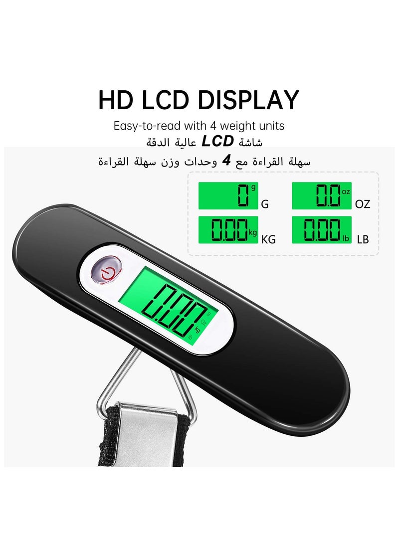 ليكتو كافت مقياس وزن الأمتعة المحمول المعلق الرقمي للسفر، ميزان وزن حقيبة السفر مع خطافات وأشرطة بسعة 110 رطل/50 كجم، مع بطارية متضمنة - Image 4
