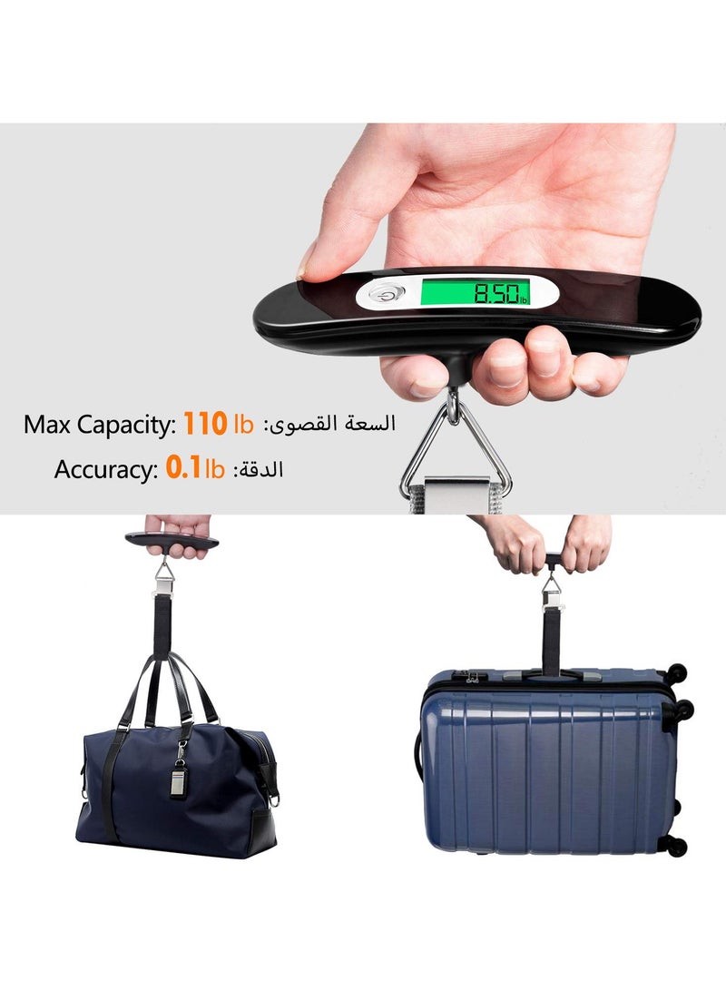 ليكتو كافت مقياس وزن الأمتعة المحمول المعلق الرقمي للسفر، ميزان وزن حقيبة السفر مع خطافات وأشرطة بسعة 110 رطل/50 كجم، مع بطارية متضمنة - Image 2