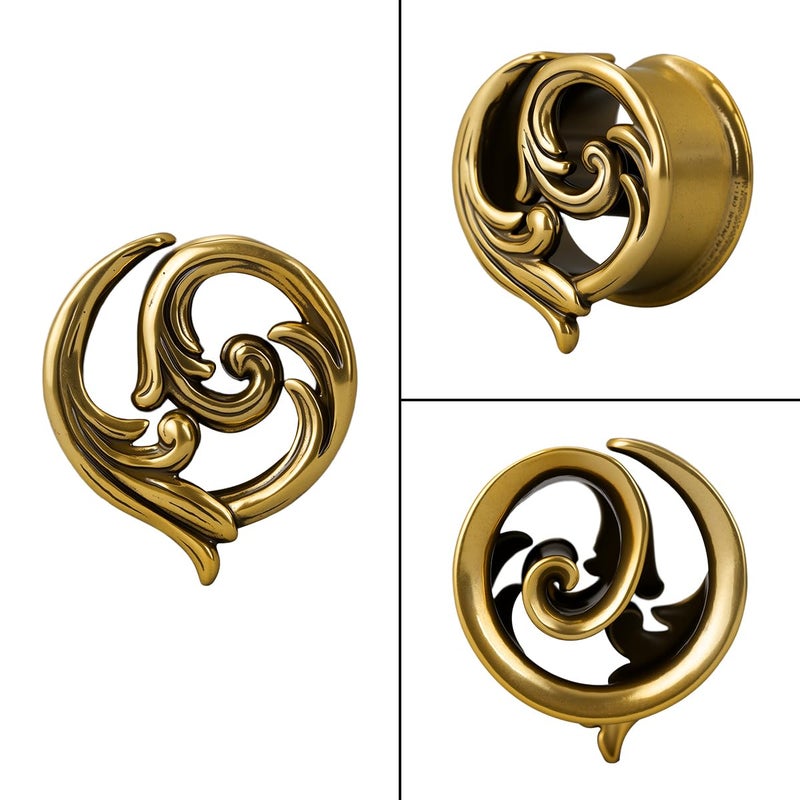ERKUOO 2PCS Gothic Baroque Occult Ear Tunnels 6mmâ€“25mm Swirl Cross Eye Plugs Gauges Double Flare Saddle Stretching Piercing Jewelry for Women Men Alternative Fashion - Image 3