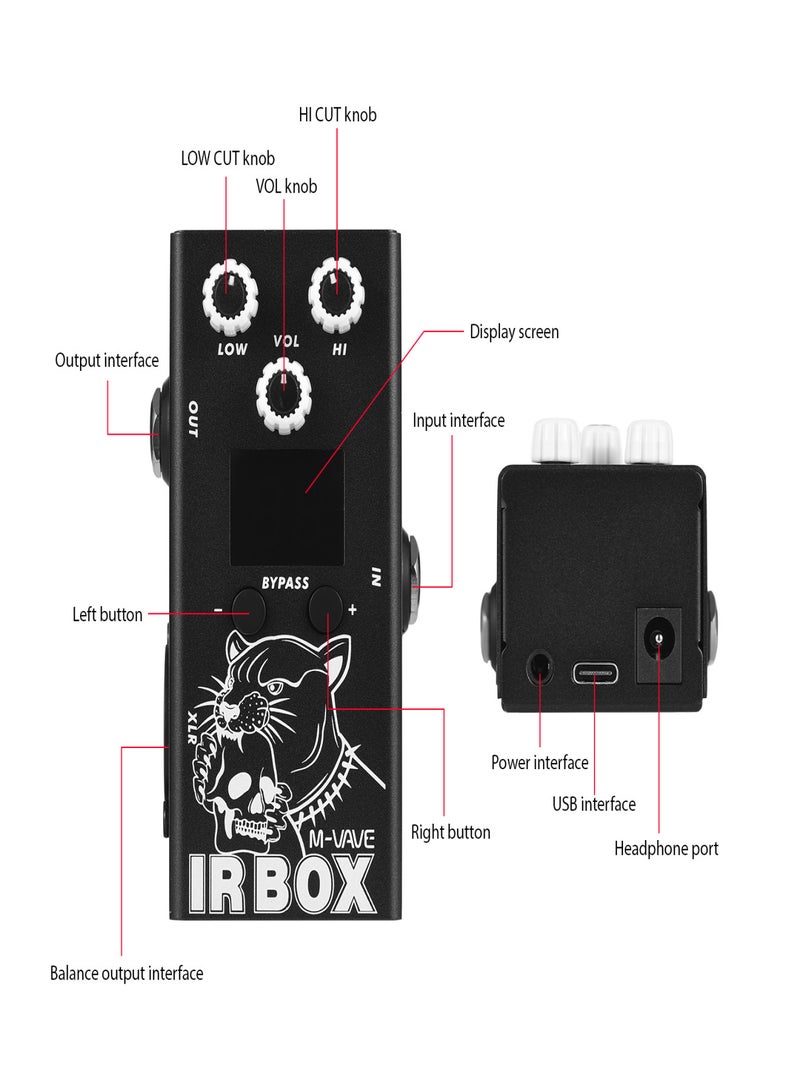 SKYFOX M-VAVE Guitar IR Box Effects Pedal with IR Cab Impulse Response Cabinets Speaker Simulator XLR Output Port DC 9V 6.35mm Input/Output Interface Electric Guitar Effector for Guitar Bass - Image 3