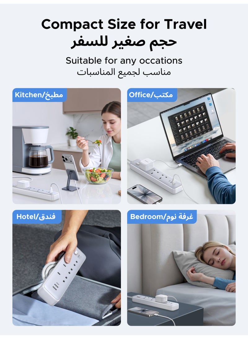 Ugreen Power Strip Extension With PD 30W 2A1C USB Ports【Smart Chip Bulit in】 Surge & Over Heat & Overcurrent Protection Power Socket Cord 3AC Power Outlets Universal Extension Plug With 2M Extension Cord - Image 5