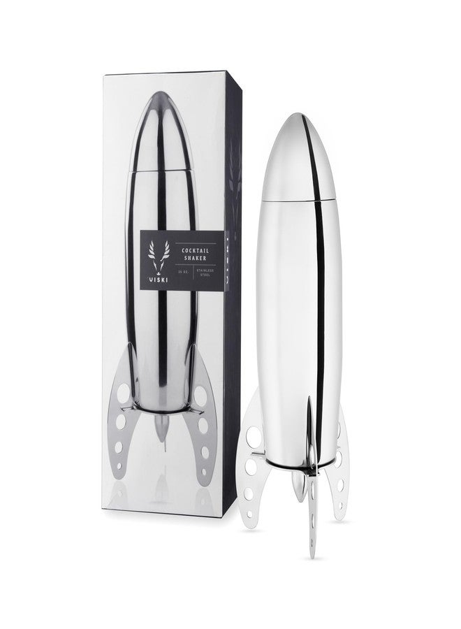Viski Rocket Cocktail Shaker with Strainer Bar Set for Cold Brew Cocktails, Margarita, Espresso Martini, Stainless Steel Martini Shaker, Home Bar Accessories, Bartending Tools, Bartender Gifts, 24oz - Image 1