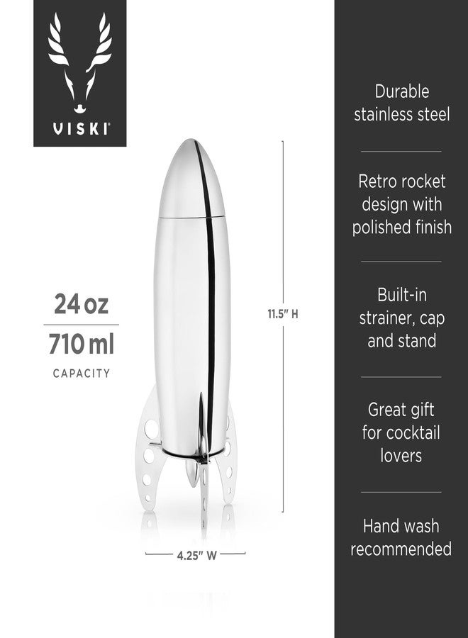 Viski Rocket Cocktail Shaker with Strainer Bar Set for Cold Brew Cocktails, Margarita, Espresso Martini, Stainless Steel Martini Shaker, Home Bar Accessories, Bartending Tools, Bartender Gifts, 24oz - Image 3