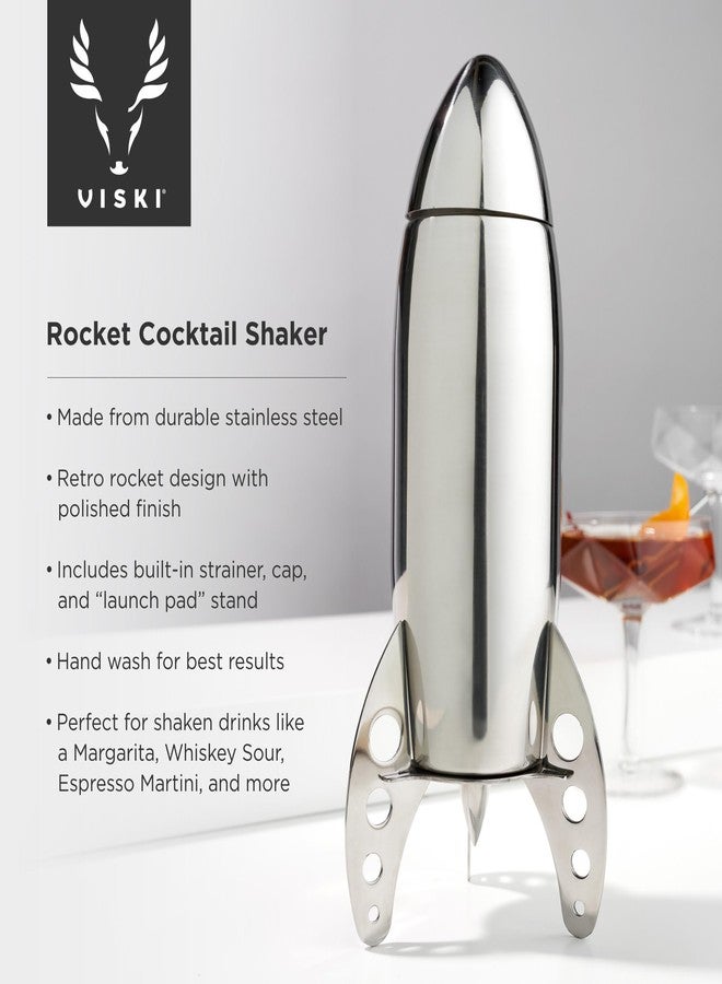 Viski Rocket Cocktail Shaker with Strainer Bar Set for Cold Brew Cocktails, Margarita, Espresso Martini, Stainless Steel Martini Shaker, Home Bar Accessories, Bartending Tools, Bartender Gifts, 24oz - Image 2