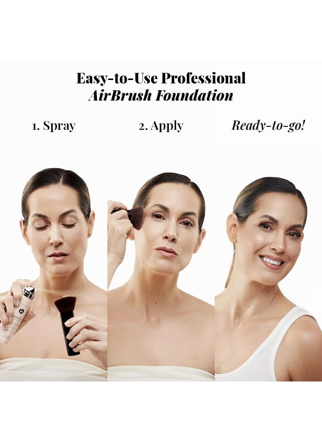 Jerome Alexander MagicMinerals AirBrush Foundation by Jerome Alexander – 2pc Set with Airbrush Foundation and Kabuki Brush - Spray Makeup with Anti-aging Ingredients for Smooth Radiant Skin - Bright Light  - Image 3