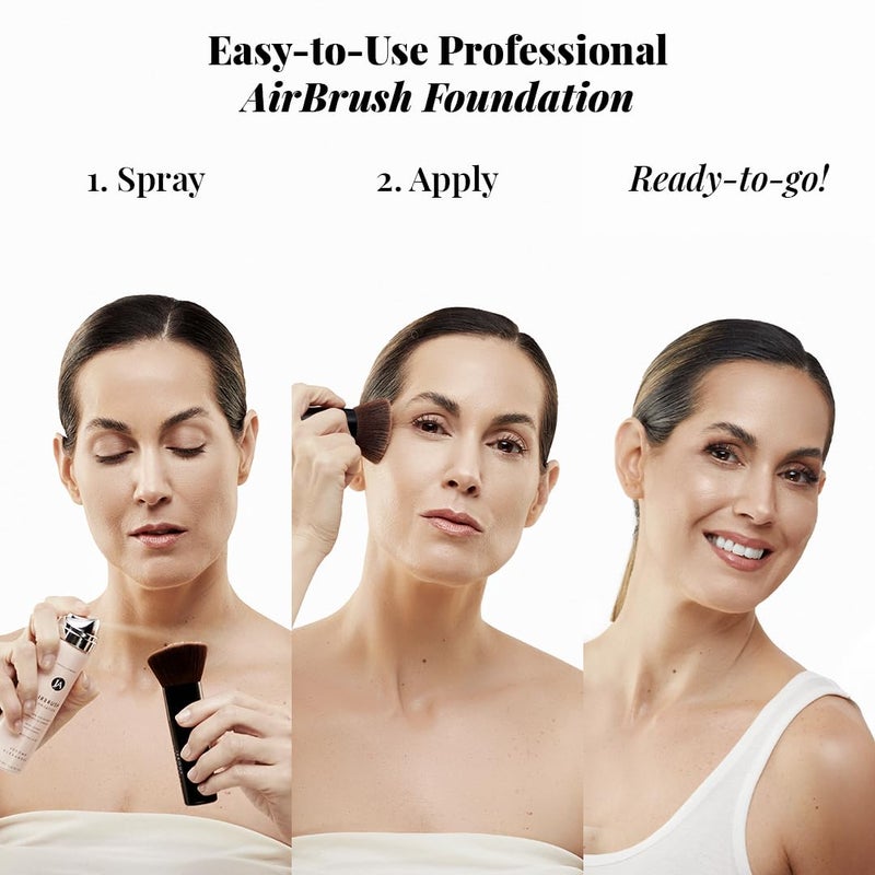 Jerome Alexander MagicMinerals AirBrush Foundation by Jerome Alexander – 2pc Set with Airbrush Foundation and Kabuki Brush - Spray Makeup with Anti-aging Ingredients for Smooth Radiant Skin - Bright Light - Image 3