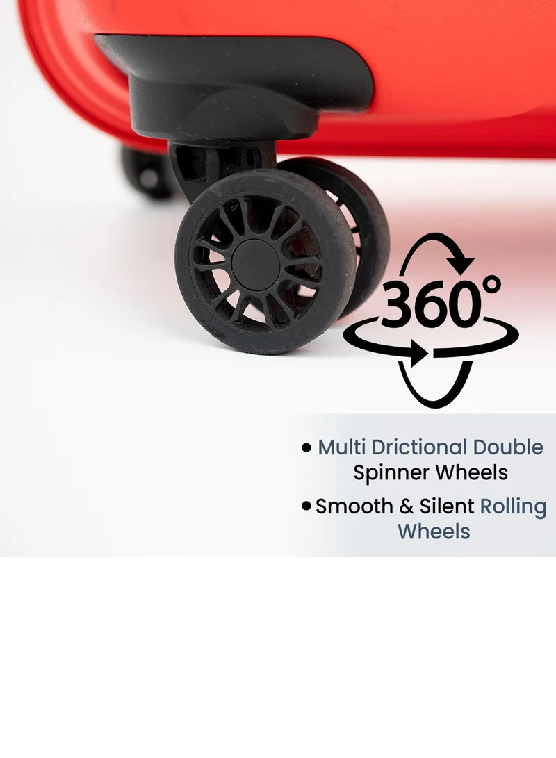 Skybags ZAP Carry-on Luggage Trolley| Hardcase Polypropylene Material| 3-Digit Combination Lock | 360° Degree Wheel Rotation| Cabin-20 Inch- Red