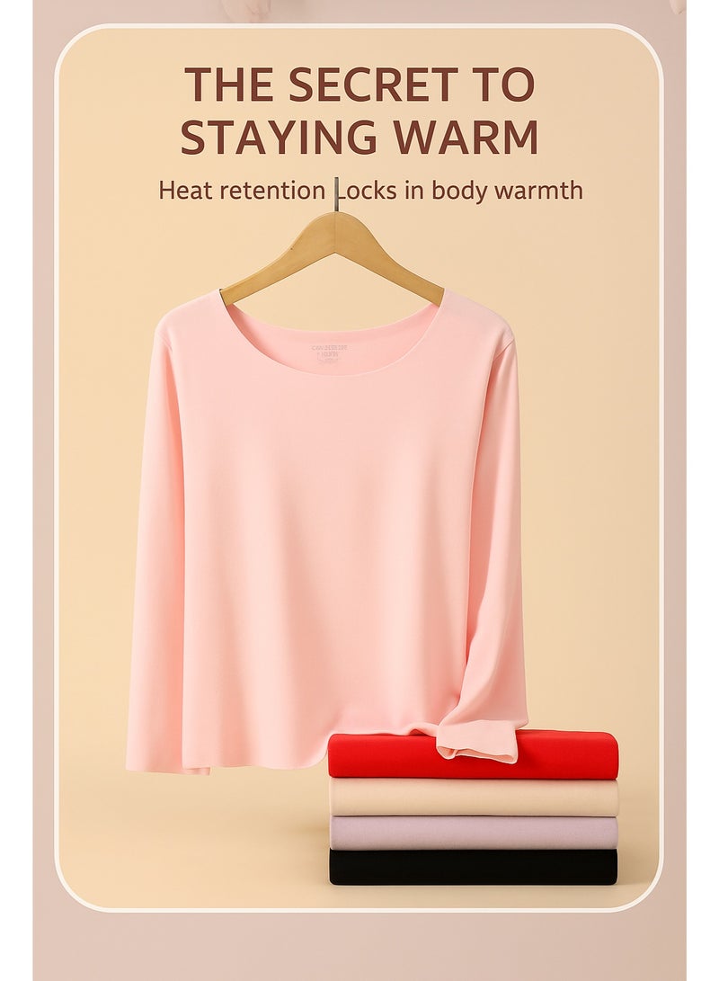 MISHAREN Seamless Thermal Underwear Set, Long Sleeve Top and Pants, Quick-Dry For Girls and Women Pink - Image 4